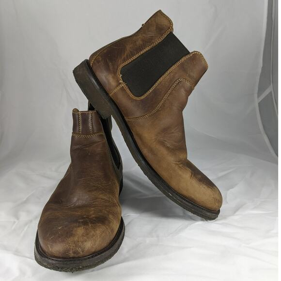 Broken in men's Johnston and Murphy brown leather Calder Chelsea Boot 8 1/2 - Picture 1 of 12